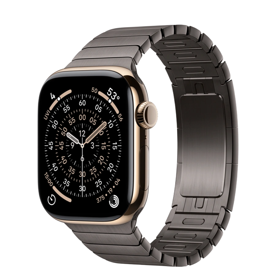 Apple Watch Series 11 GPS + Cellular 42mm Gold Titanium Case with Slate Link Bracelet (MF9M4+MXMD3)