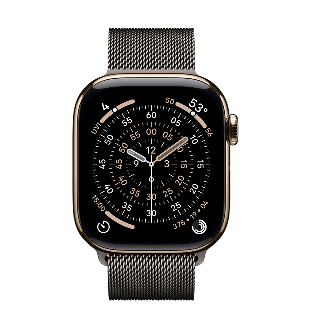 Apple Watch Series 11 GPS + Cellular 42mm Gold Titanium Case with Slate Milanese Loop (MF9M4+MGJ14)