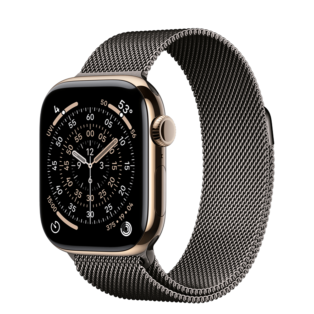 Apple Watch Series 11 GPS + Cellular 42mm Gold Titanium Case with Slate Milanese Loop (MF9M4+MGJ14)