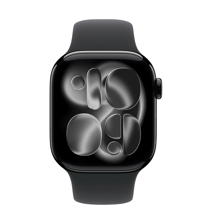 Apple Watch Series 11 GPS + Cellular 42mm Jet Black Aluminum Case with Black Sport Band - M/L (MF854)