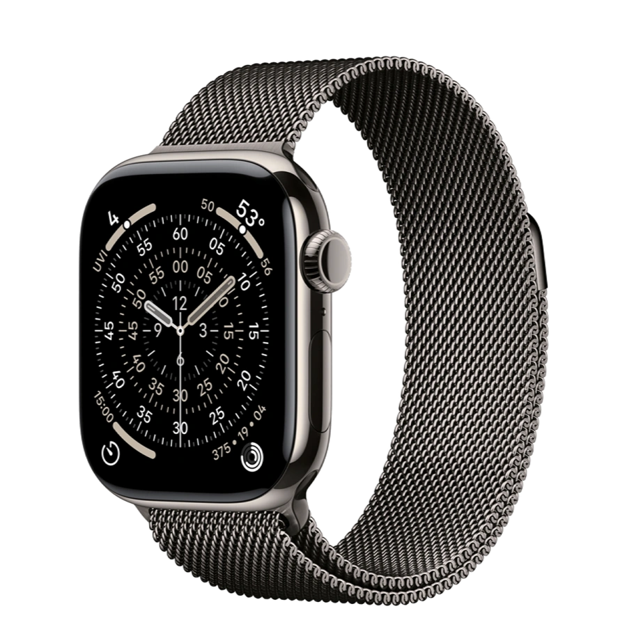 Apple Watch Series 11 GPS + Cellular 42mm Natural Titanium Case with Slate Milanese Loop (MF9H4+MGJ14)