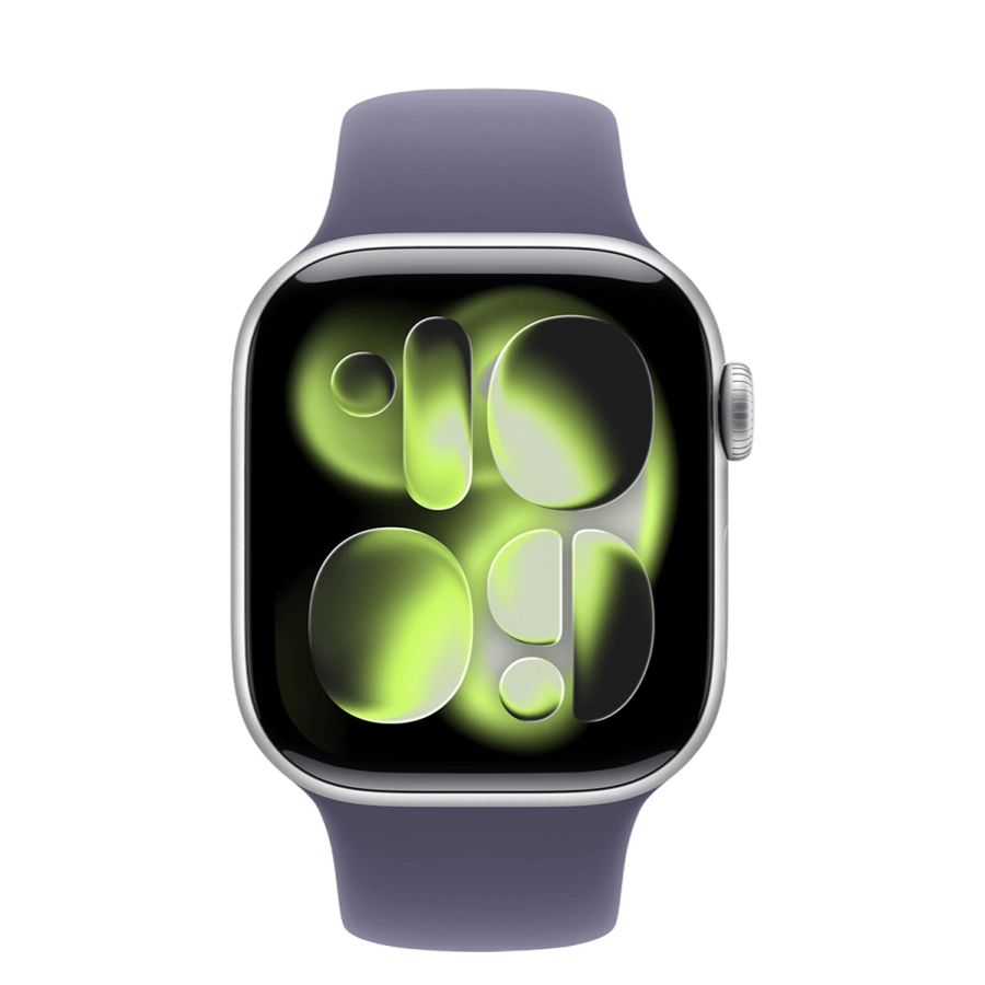 Apple Watch Series 11 GPS + Cellular 42mm Silver Aluminum Case with Purple Fog Sport Band - M/L (MF8J4)