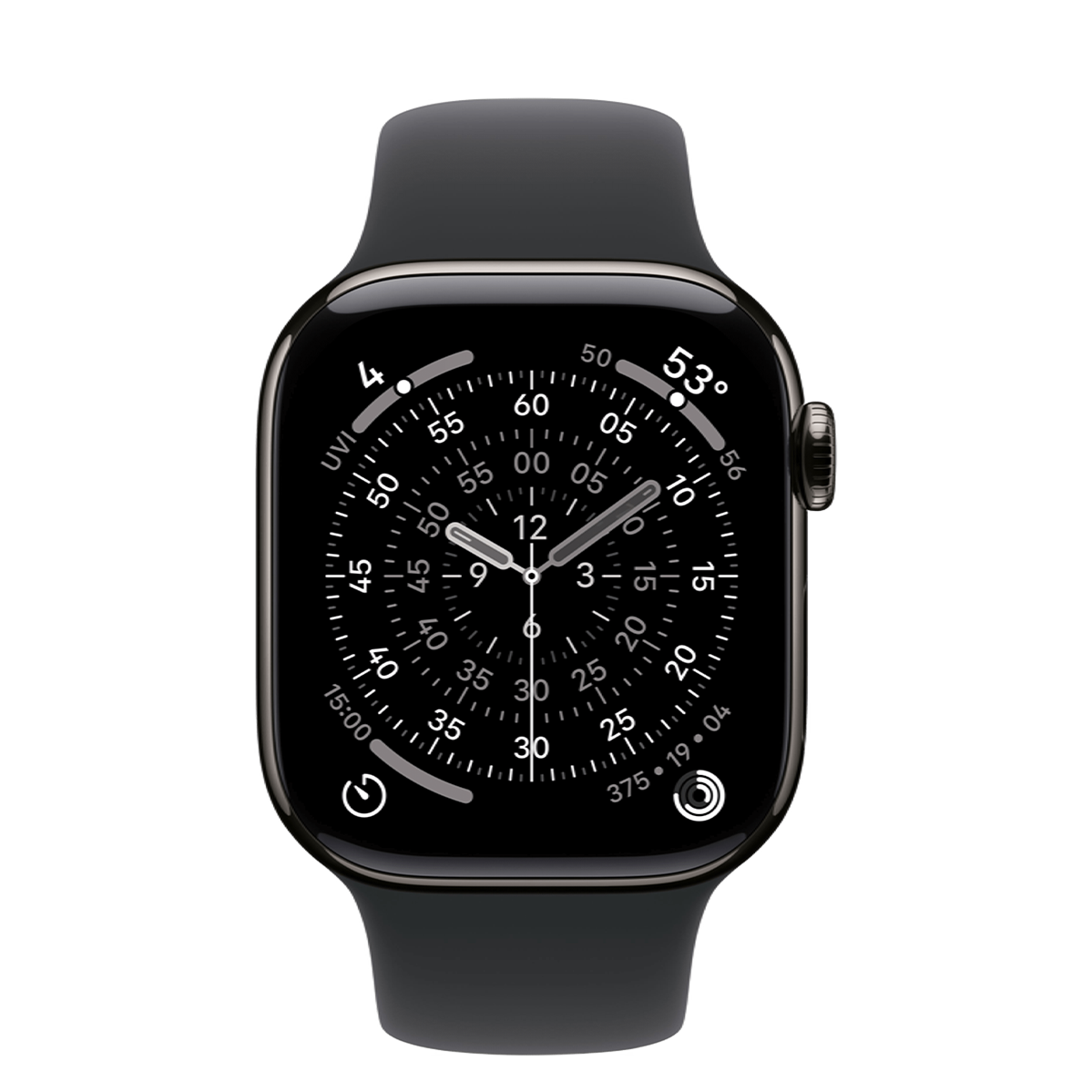 Apple Watch Series 11 GPS + Cellular 42mm Slate Titanium Case with Black Sport Band - M/L (MF8T4)