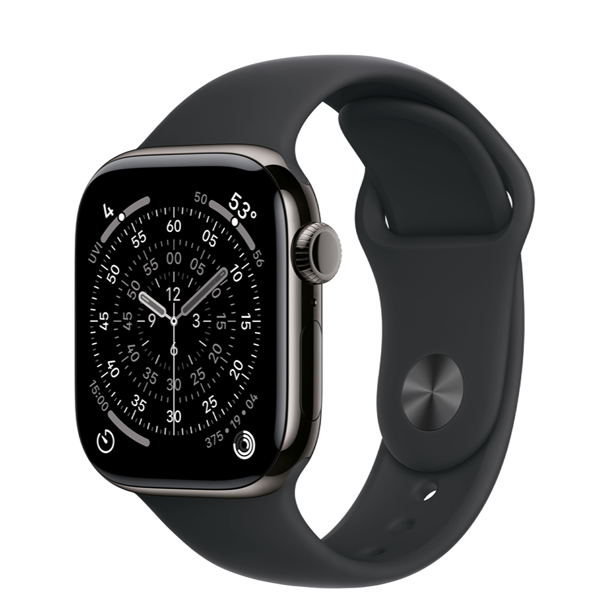 Apple Watch Series 11 GPS + Cellular 42mm Slate Titanium Case with Black Sport Band - S/M (MF8R4)