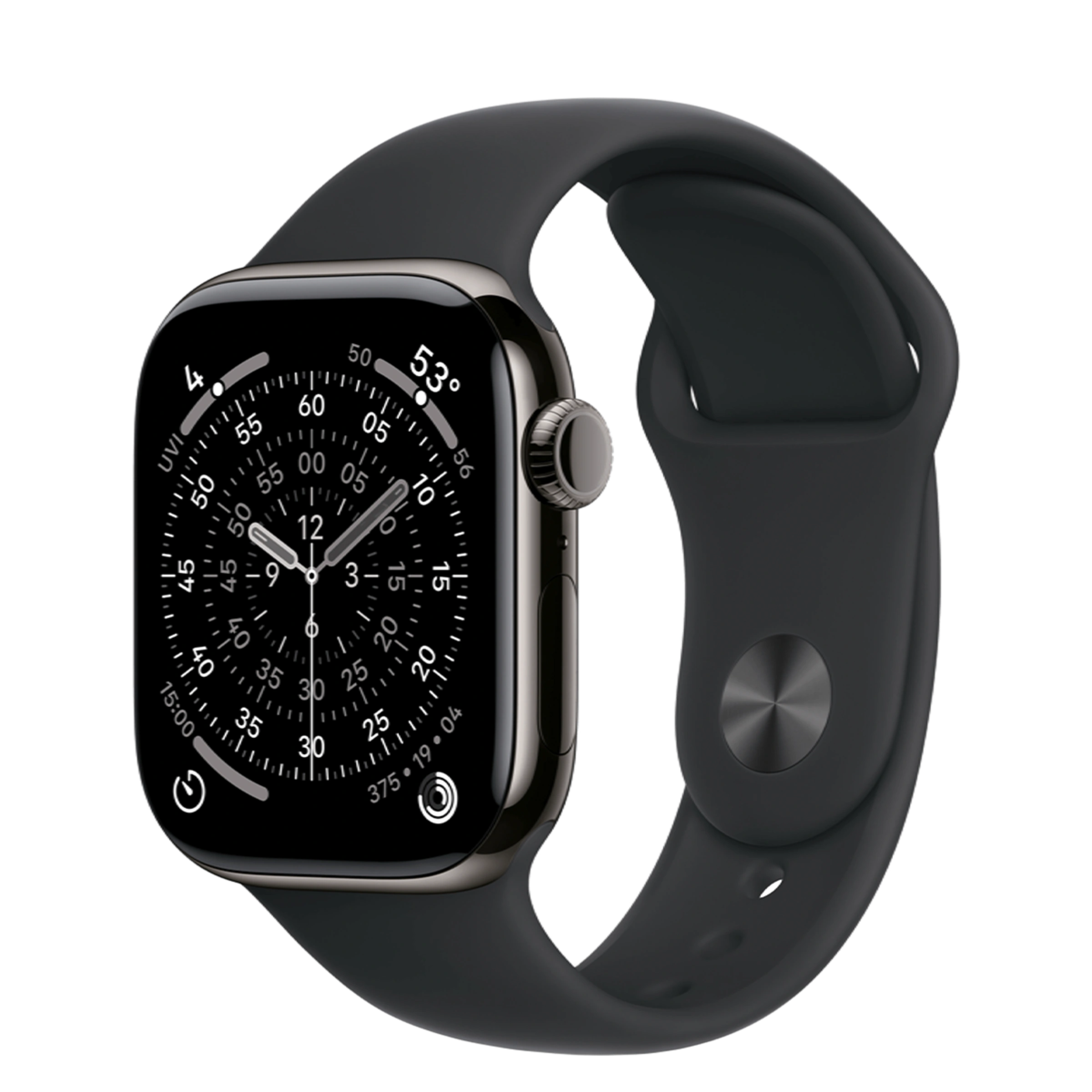 Apple Watch Series 11 GPS + Cellular 42mm Slate Titanium Case with Black Sport Band - S/M (MF8R4)