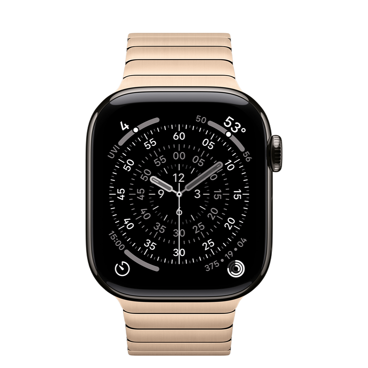 Apple Watch Series 11 GPS + Cellular 42mm Slate Titanium Case with Gold Link Bracelet (MF9K4+MXMC3)