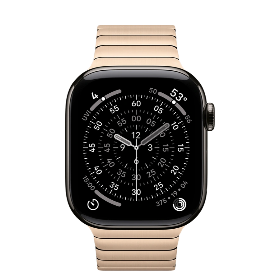 Apple Watch Series 11 GPS + Cellular 42mm Slate Titanium Case with Gold Link Bracelet (MF9K4+MXMC3)