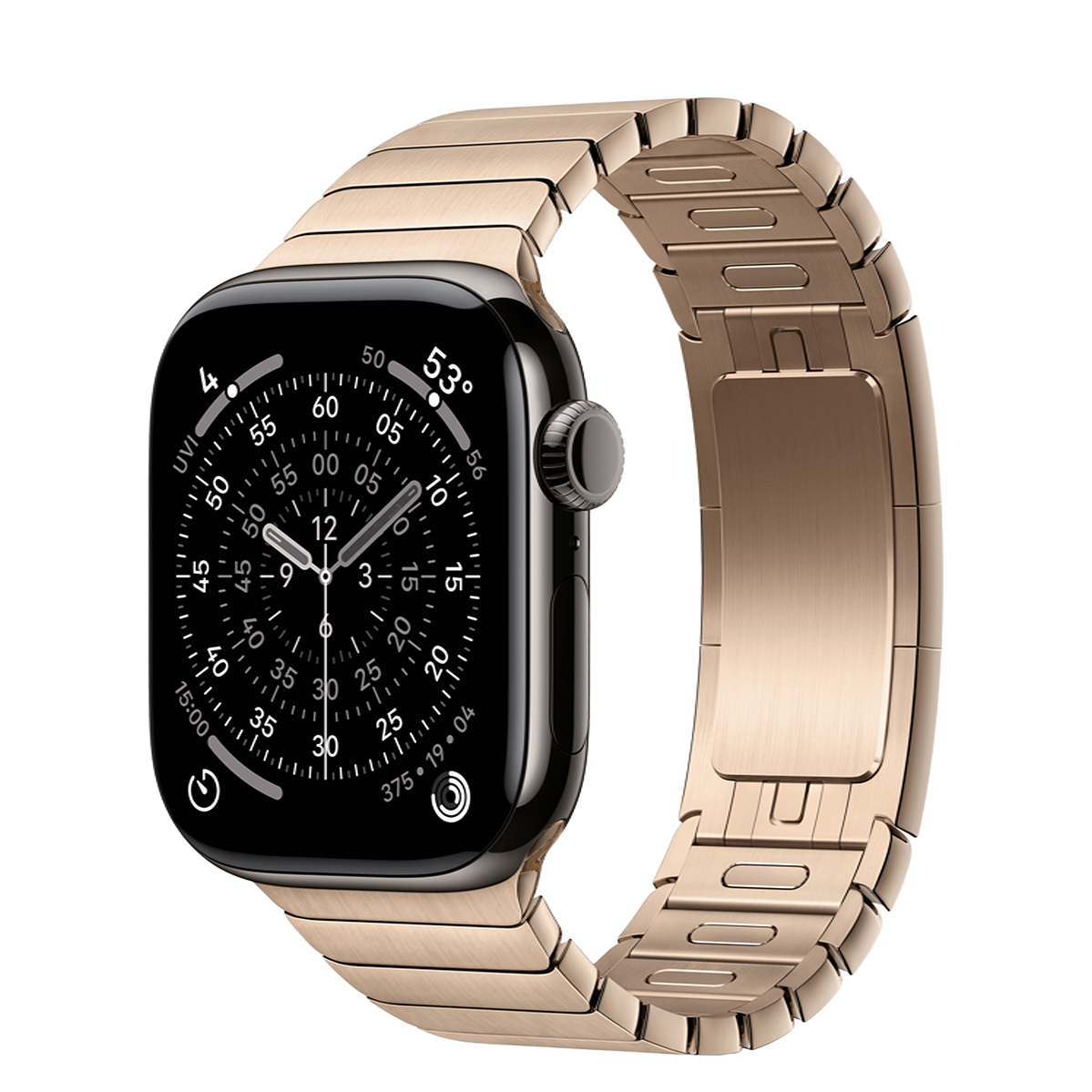 Apple Watch Series 11 GPS + Cellular 42mm Slate Titanium Case with Gold Link Bracelet (MF9K4+MXMC3)