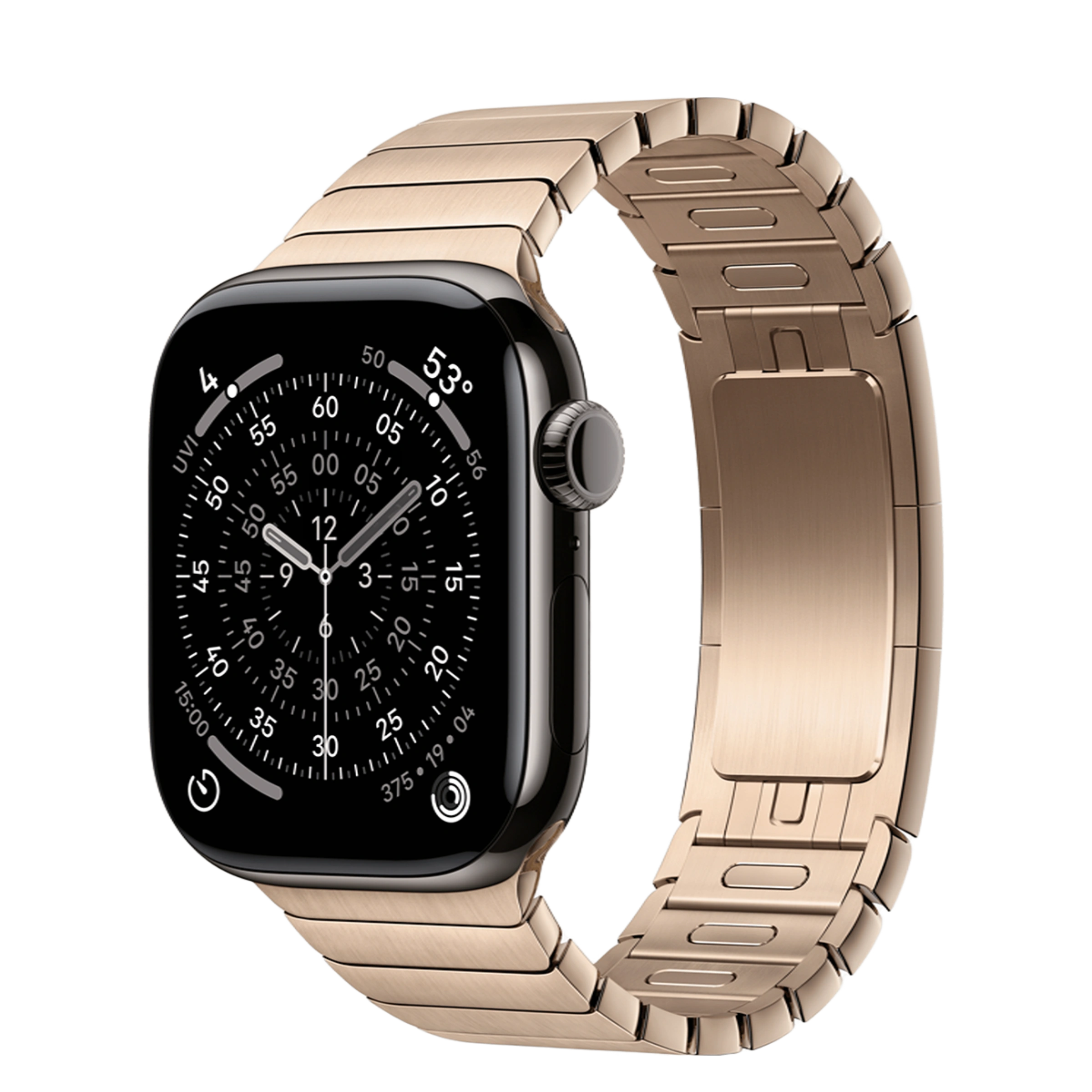 Apple Watch Series 11 GPS + Cellular 42mm Slate Titanium Case with Gold Link Bracelet (MF9K4+MXMC3)