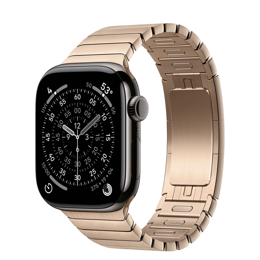 Apple Watch Series 11 GPS + Cellular 42mm Slate Titanium Case with Gold Link Bracelet (MF9K4+MXMC3)