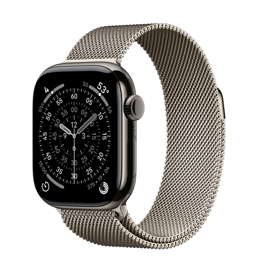 Apple Watch Series 11 GPS + Cellular 42mm Slate Titanium Case with Natural Milanese Loop (MF9K4+MGHY4)