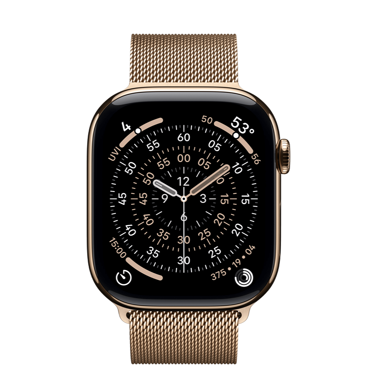 Apple Watch Series 11 GPS + Cellular 46mm Gold Titanium Case with Gold Milanese Loop - S/M (MFD74)