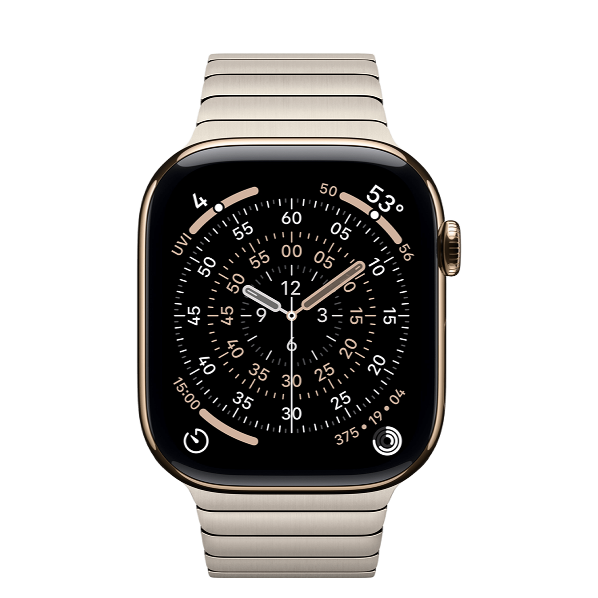 Apple Watch Series 11 GPS + Cellular 46mm Gold Titanium Case with Natural Link Bracelet (MFC34+MXMF3)
