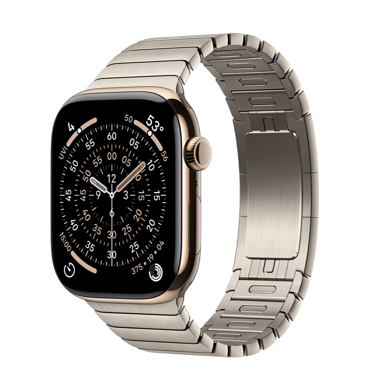Apple Watch Series 11 GPS + Cellular 46mm Gold Titanium Case with Natural Link Bracelet (MFC34+MXMF3)
