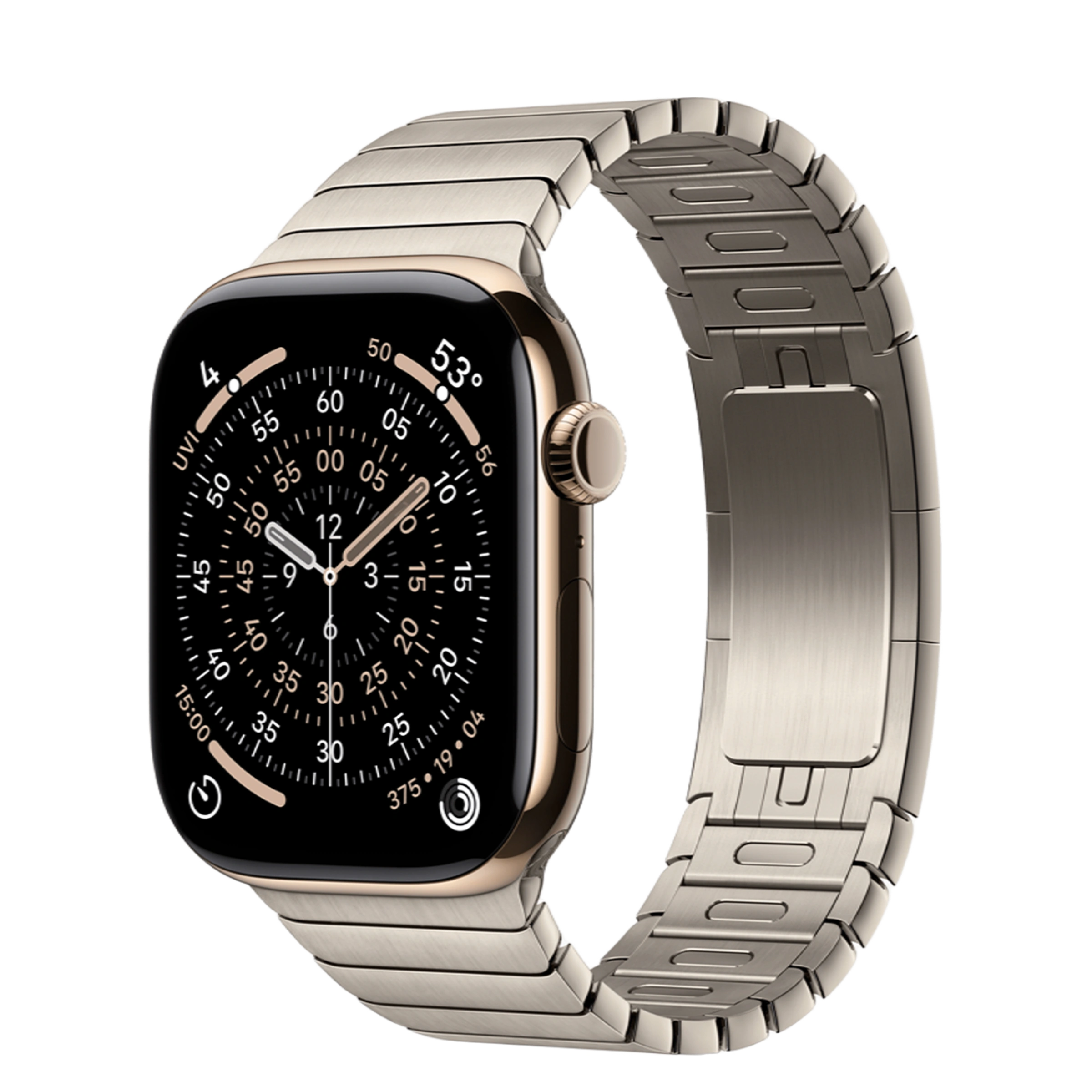 Apple Watch Series 11 GPS + Cellular 46mm Gold Titanium Case with Natural Link Bracelet (MFC34+MXMF3)
