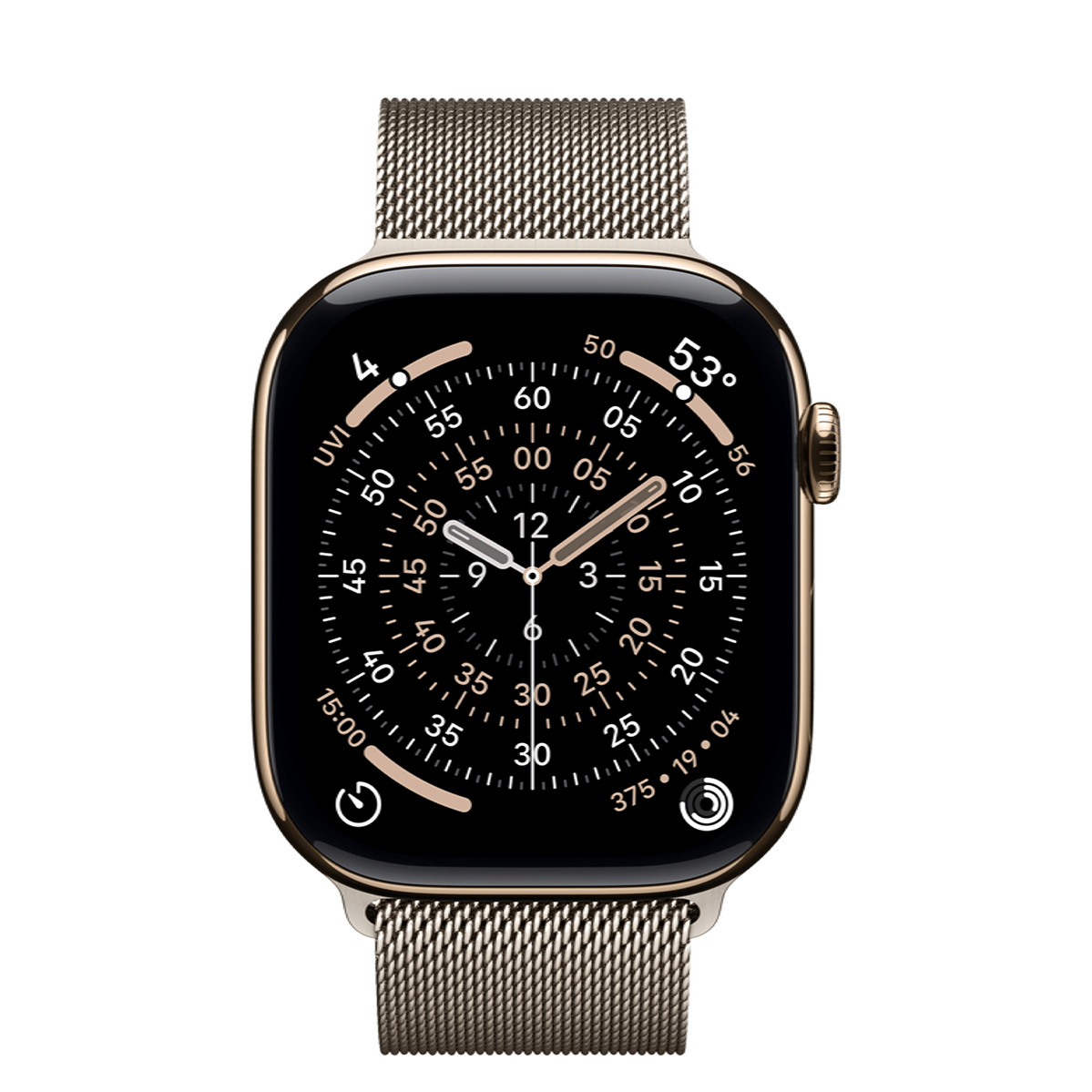 Apple Watch Series 11 GPS + Cellular 46mm Gold Titanium Case with Natural Milanese Loop - M/L (MFC34+MGJ34)