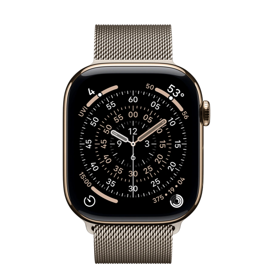 Apple Watch Series 11 GPS + Cellular 46mm Gold Titanium Case with Natural Milanese Loop - M/L (MFC34+MGJ34)
