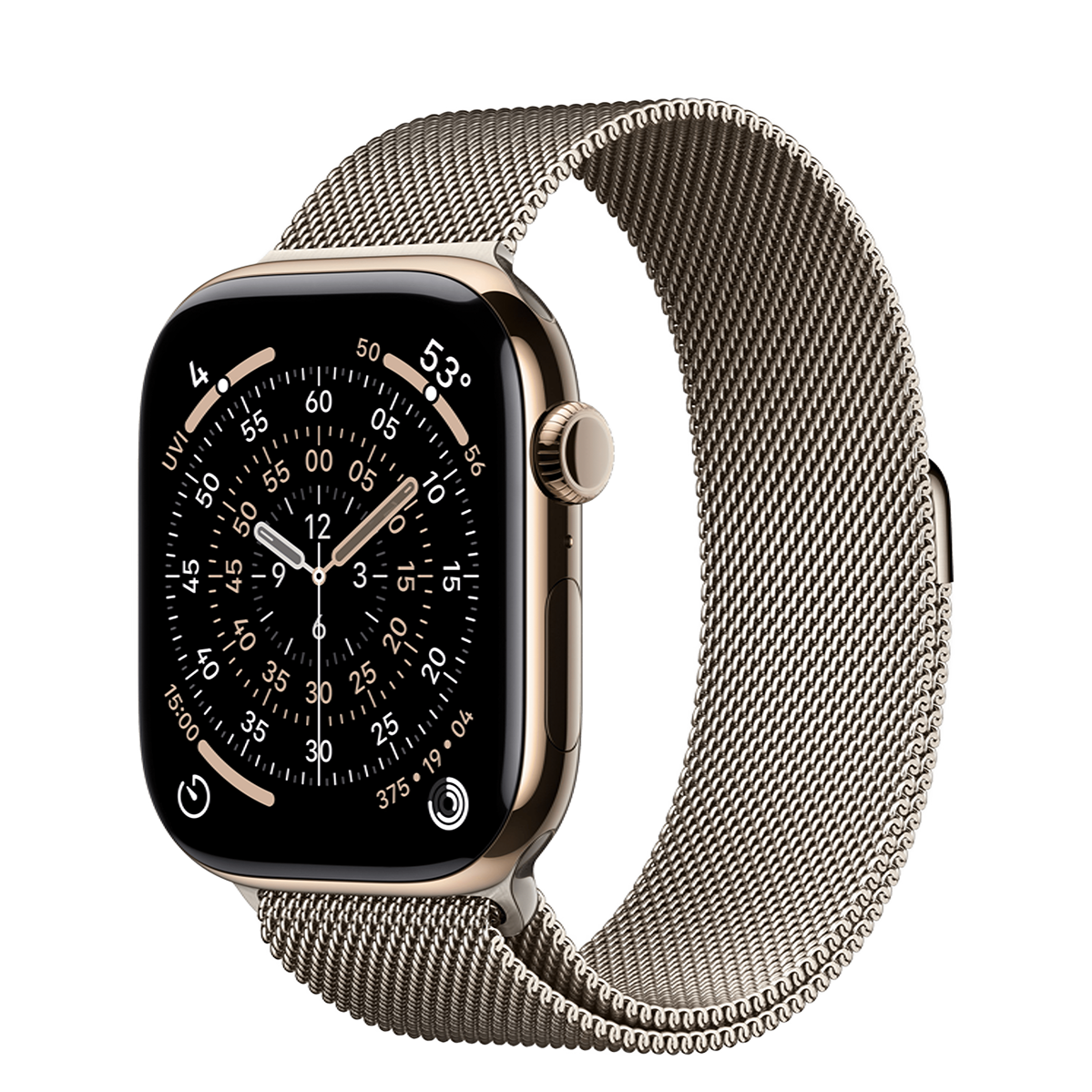 Apple Watch Series 11 GPS + Cellular 46mm Gold Titanium Case with Natural Milanese Loop - M/L (MFC34+MGJ34)
