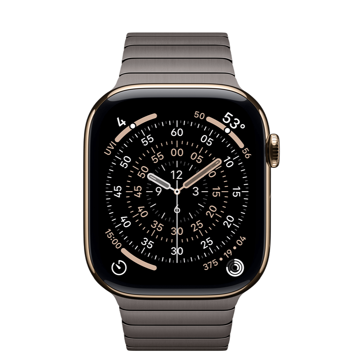 Apple Watch Series 11 GPS + Cellular 46mm Gold Titanium Case with Slate Link Bracelet (MFC34+MXMK3)