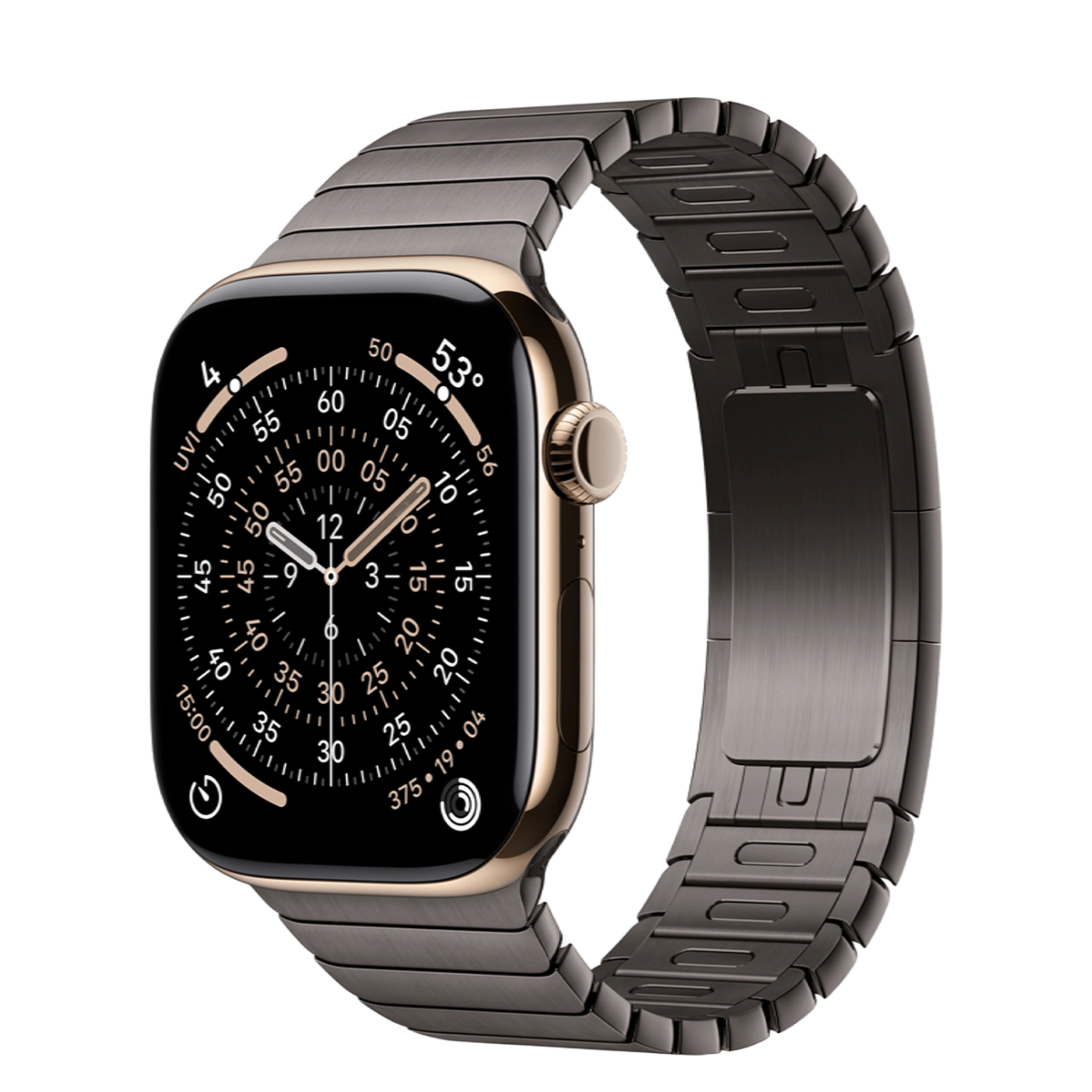 Apple Watch Series 11 GPS + Cellular 46mm Gold Titanium Case with Slate Link Bracelet (MFC34+MXMK3)