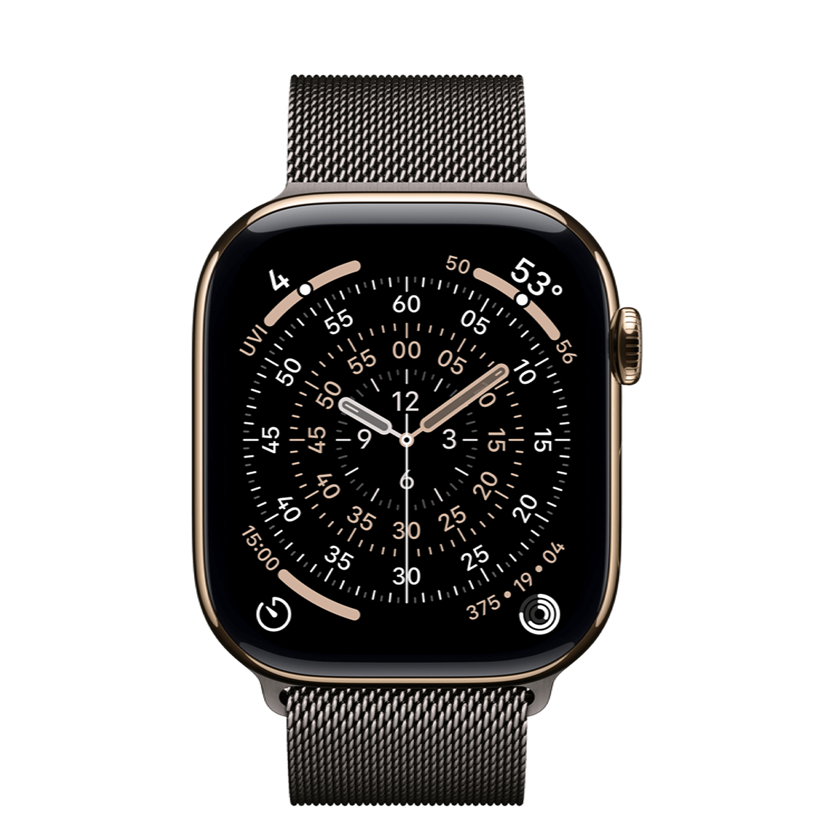 Apple Watch Series 11 GPS + Cellular 46mm Gold Titanium Case with Slate Milanese Loop - S/M (MFC34+MGJ64)