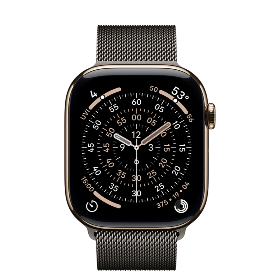 Apple Watch Series 11 GPS + Cellular 46mm Gold Titanium Case with Slate Milanese Loop - S/M (MFC34+MGJ64)