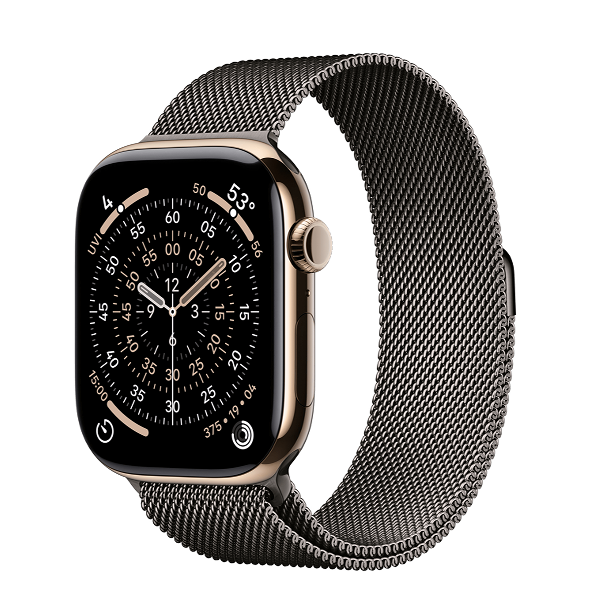Apple Watch Series 11 GPS + Cellular 46mm Gold Titanium Case with Slate Milanese Loop - S/M (MFC34+MGJ64)