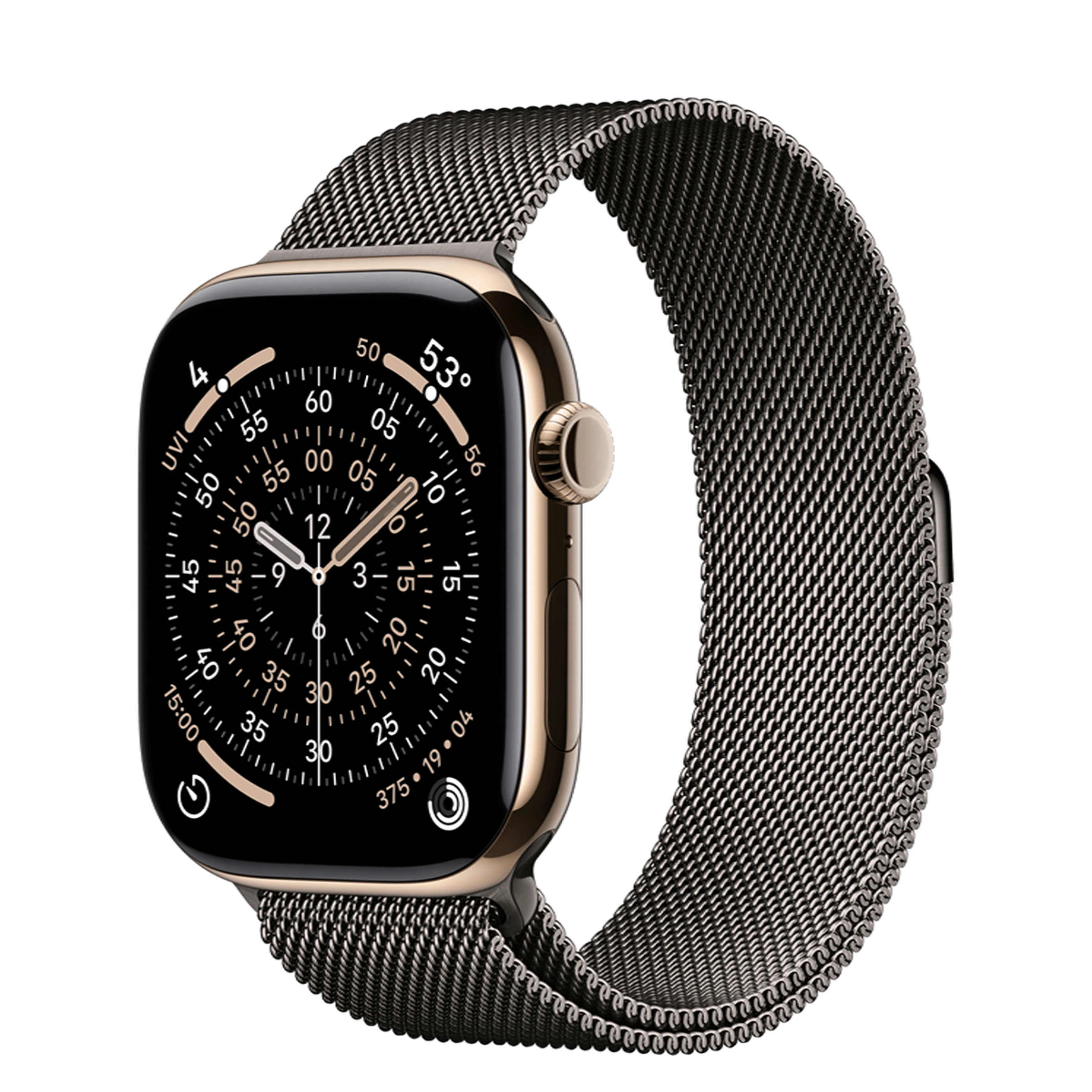 Apple Watch Series 11 GPS + Cellular 46mm Gold Titanium Case with Slate Milanese Loop - S/M (MFC34+MGJ64)