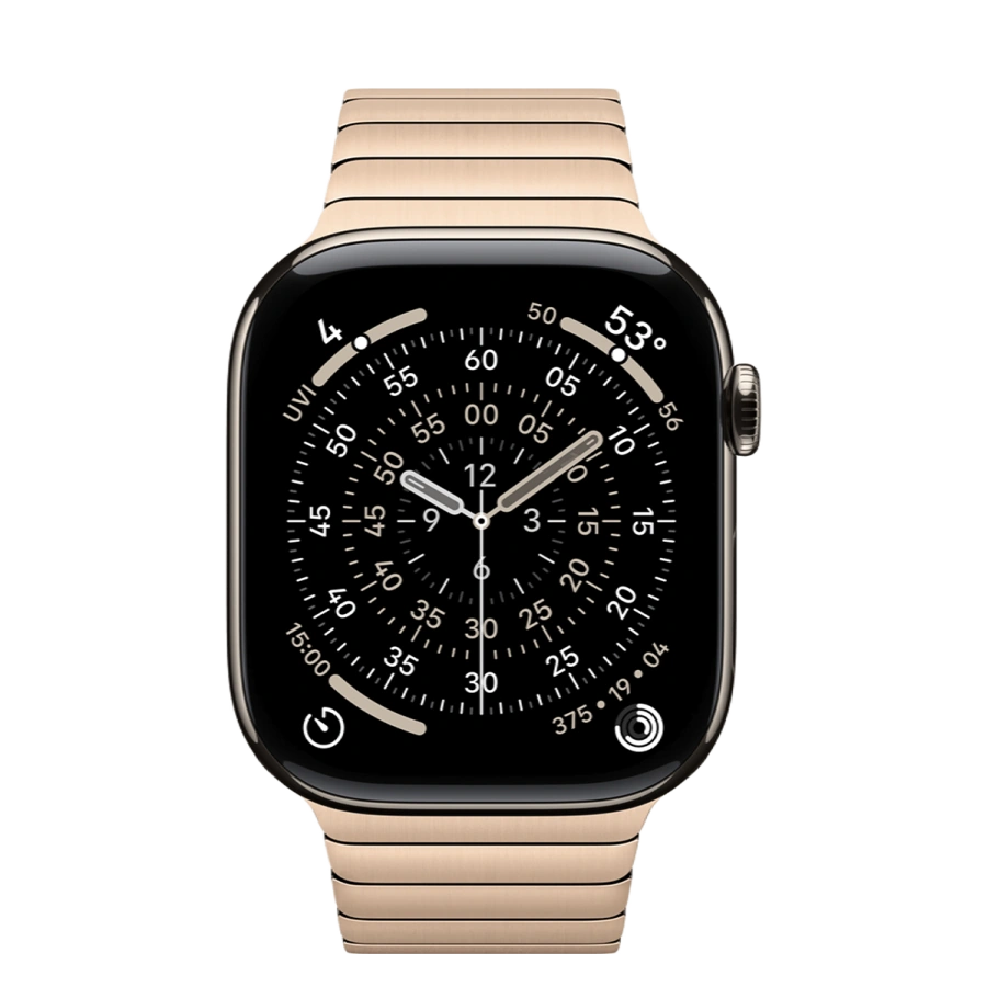 Apple Watch Series 11 GPS + Cellular 46mm Natural Titanium Case with Gold Link Bracelet (MFAY4+MXMH3)