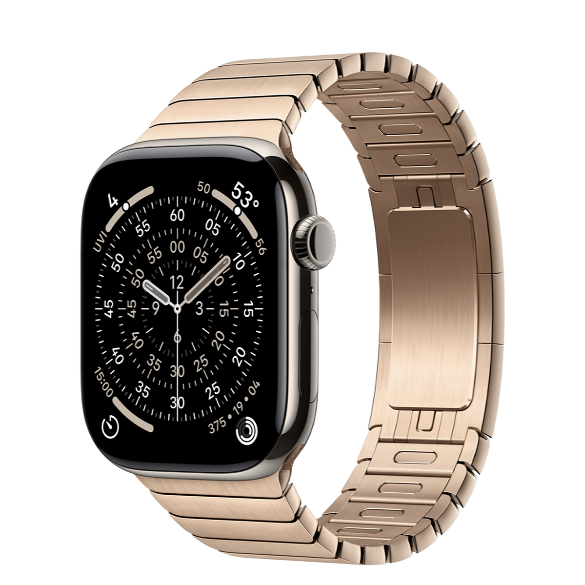 Apple Watch Series 11 GPS + Cellular 46mm Natural Titanium Case with Gold Link Bracelet (MFAY4+MXMH3)