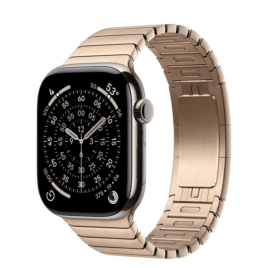 Apple Watch Series 11 GPS + Cellular 46mm Natural Titanium Case with Gold Link Bracelet (MFAY4+MXMH3)