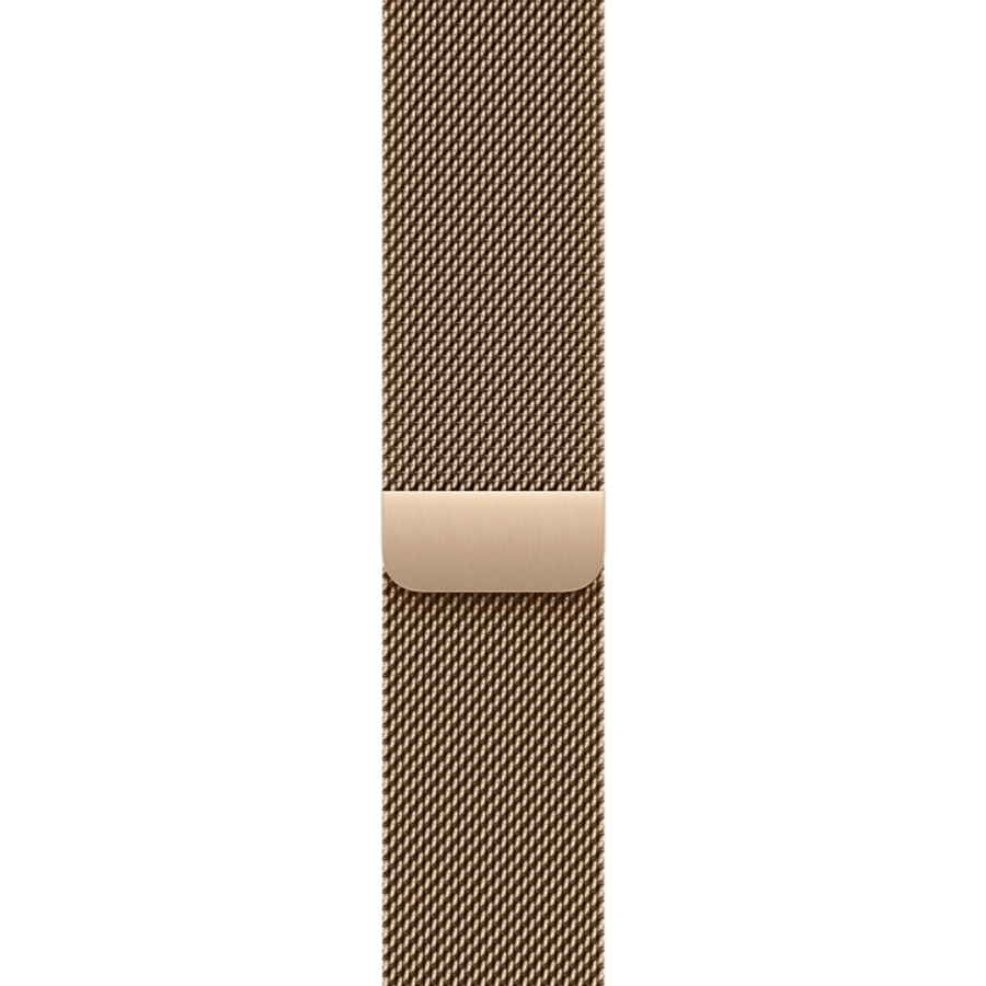 Apple Watch Series 11 GPS + Cellular 46mm Natural Titanium Case with Gold Milanese Loop - S/M (MFAY4+MGJ44)
