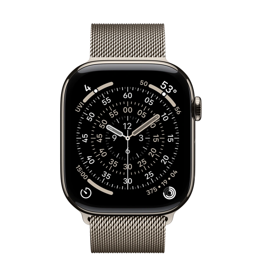 Apple Watch Series 11 GPS + Cellular 46mm Natural Titanium Case with Natural Milanese Loop - M/L (MFD04)