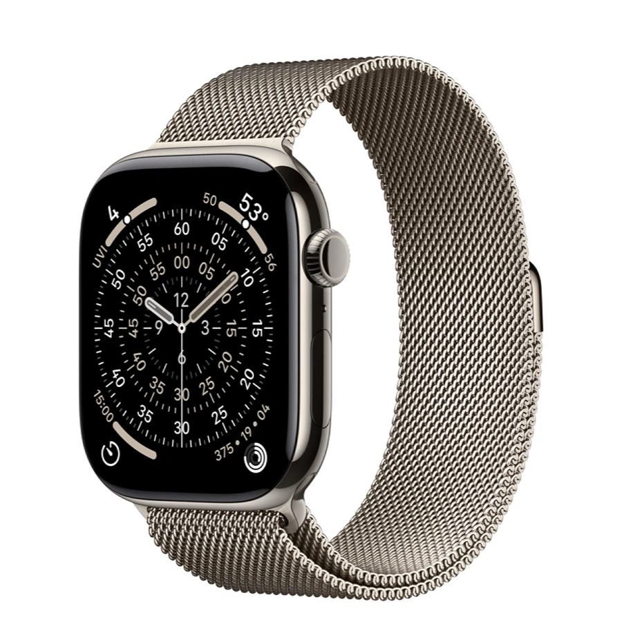 Apple Watch Series 11 GPS + Cellular 46mm Natural Titanium Case with Natural Milanese Loop - S/M (MFCY4)