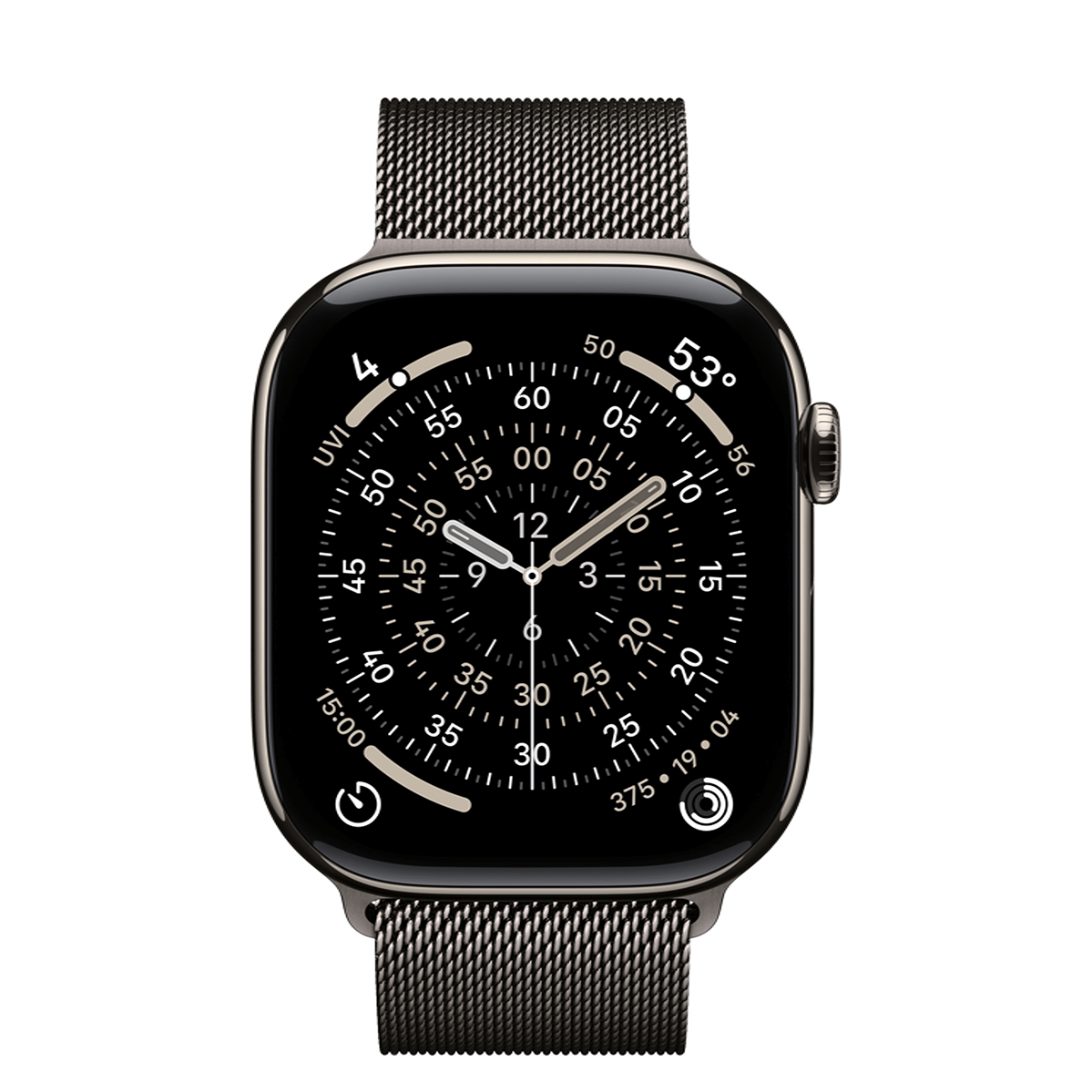Apple Watch Series 11 GPS + Cellular 46mm Natural Titanium Case with Slate Milanese Loop - M/L (MFAY4+MGJ74)