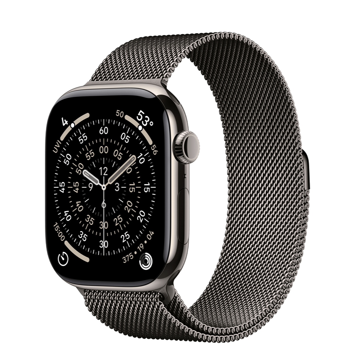 Apple Watch Series 11 GPS + Cellular 46mm Natural Titanium Case with Slate Milanese Loop - S/M (MFAY4+MGJ64)
