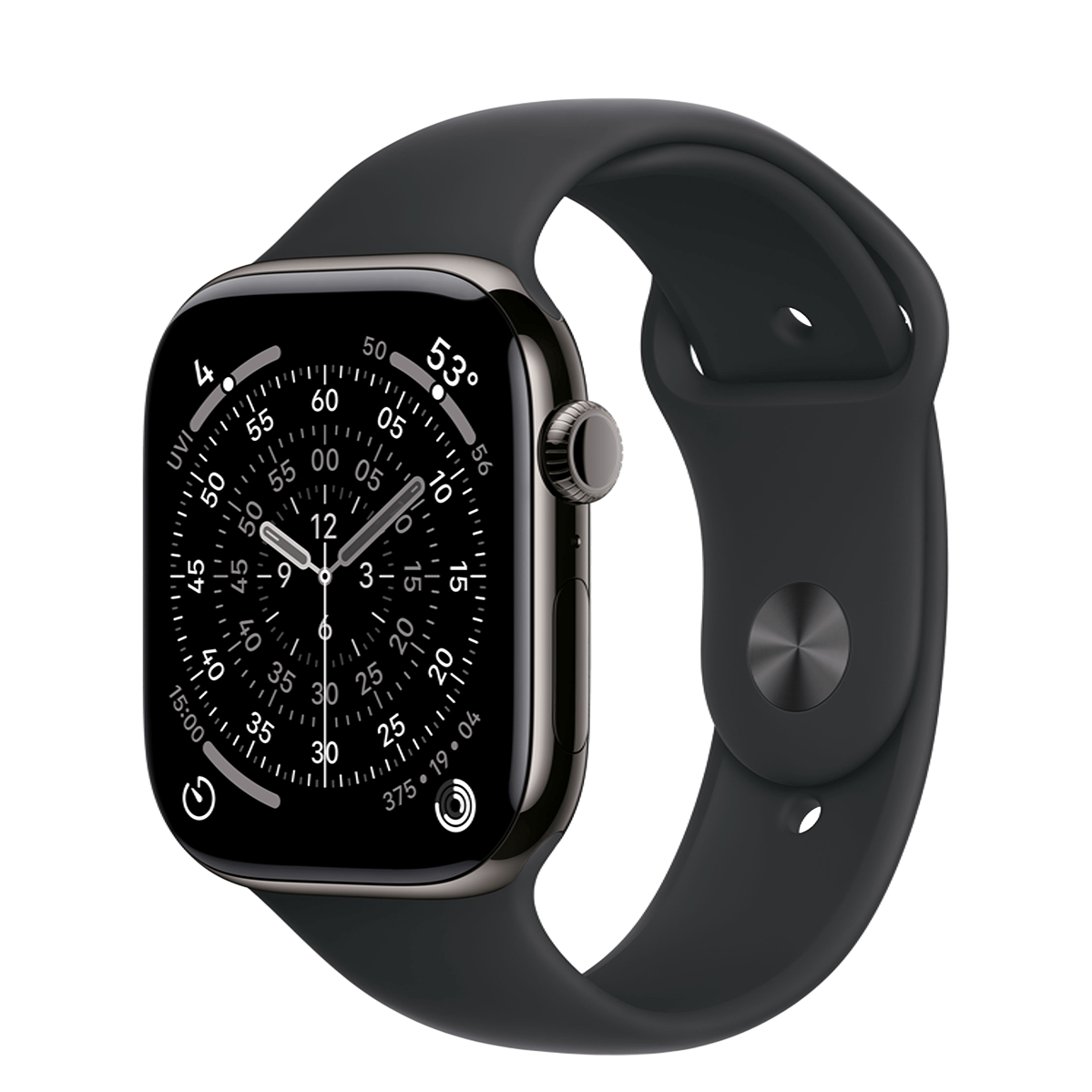 Apple Watch Series 11 GPS + Cellular 46mm Slate Titanium Case with Black Sport Band - XL (MFC14+MXM53)