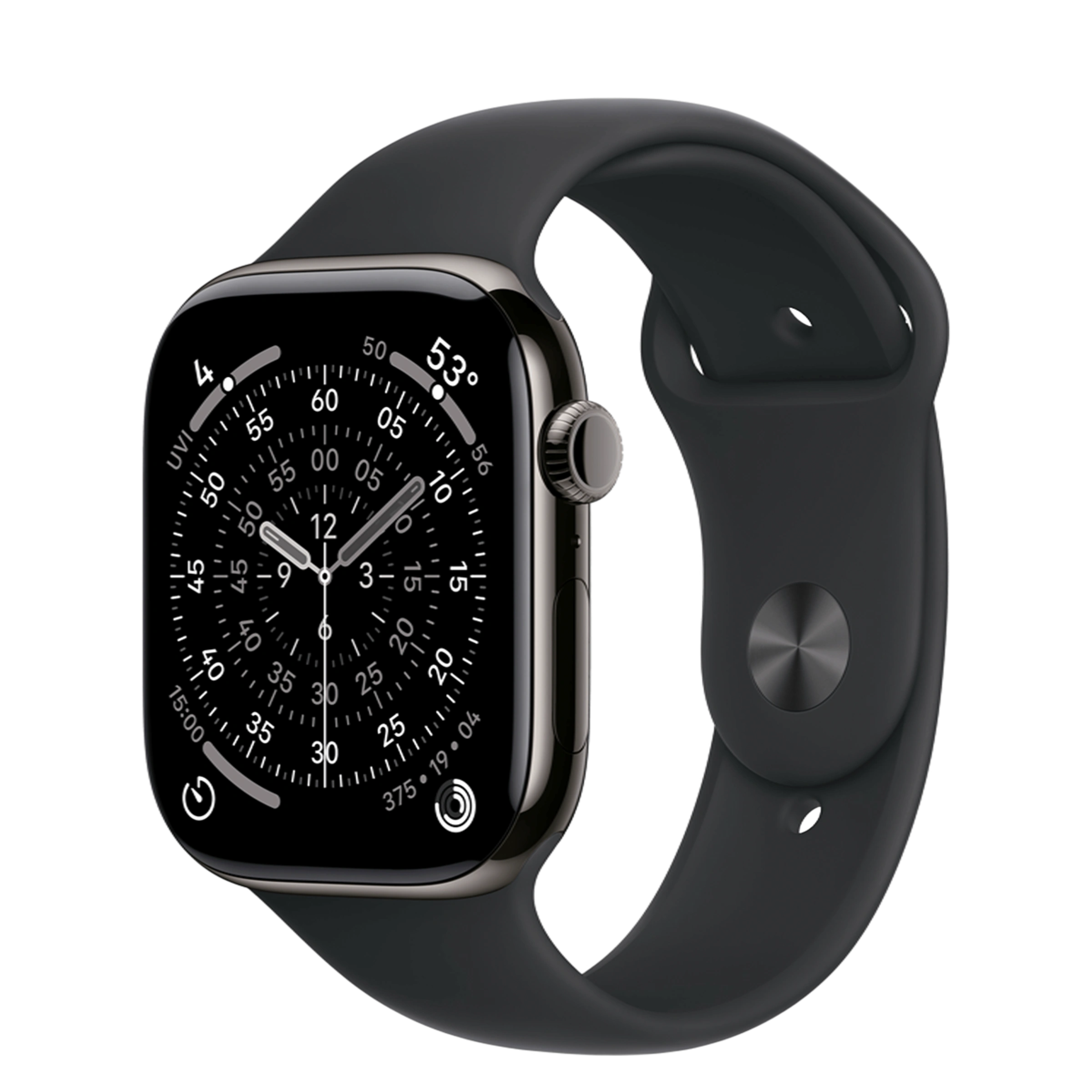 Apple Watch Series 11 GPS + Cellular 46mm Slate Titanium Case with Black Sport Band - M/L (MFD24)