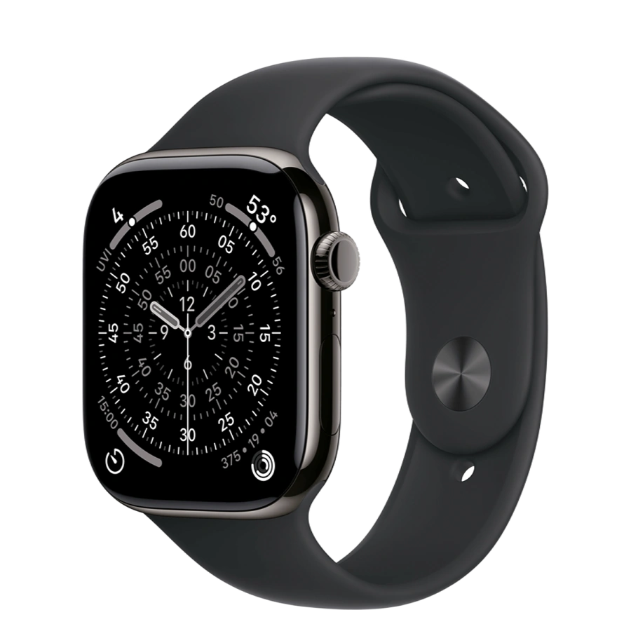 Apple Watch Series 11 GPS + Cellular 46mm Slate Titanium Case with Black Sport Band - M/L (MFD24)