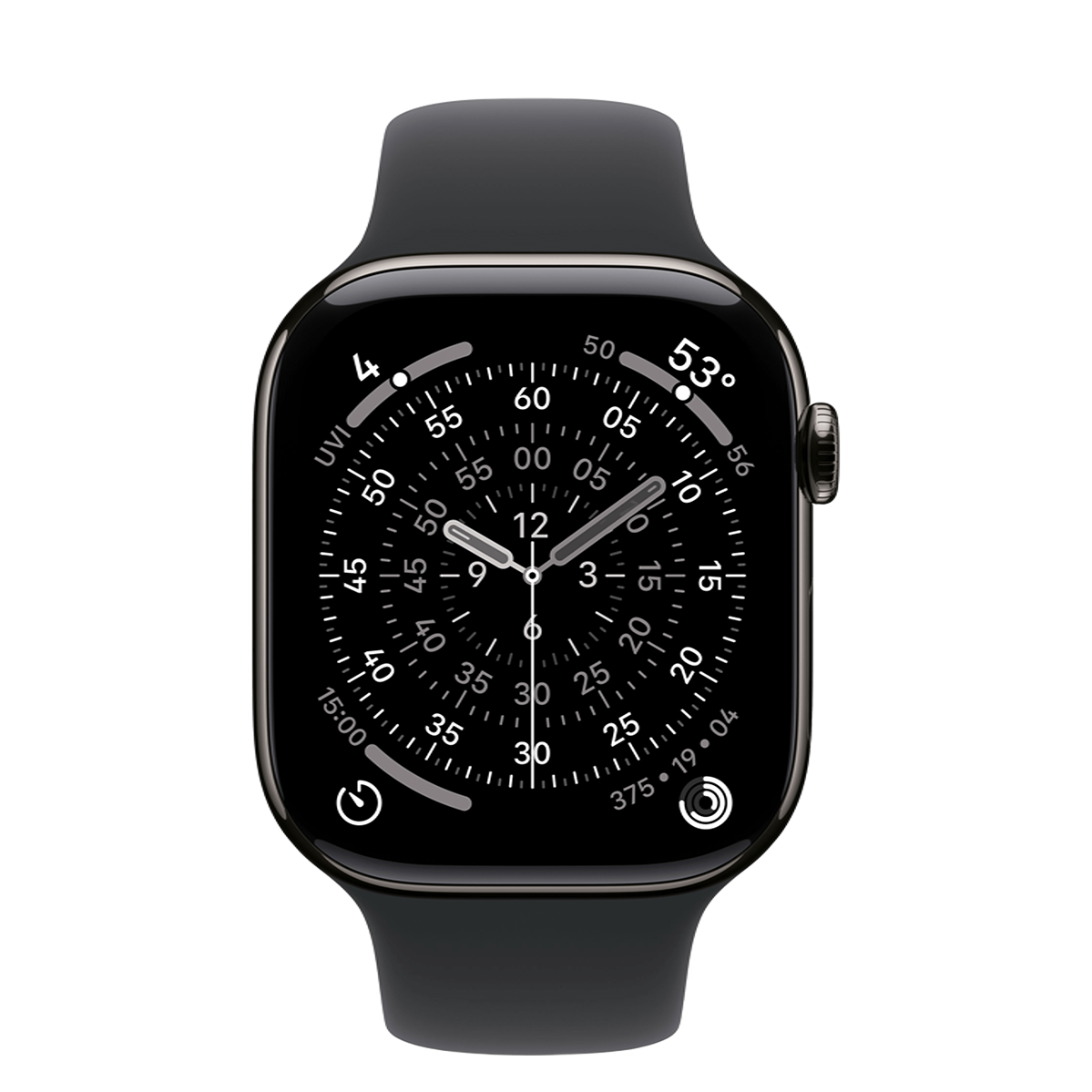 Apple Watch Series 11 GPS + Cellular 46mm Slate Titanium Case with Black Sport Band - XL (MFC14+MXM53)
