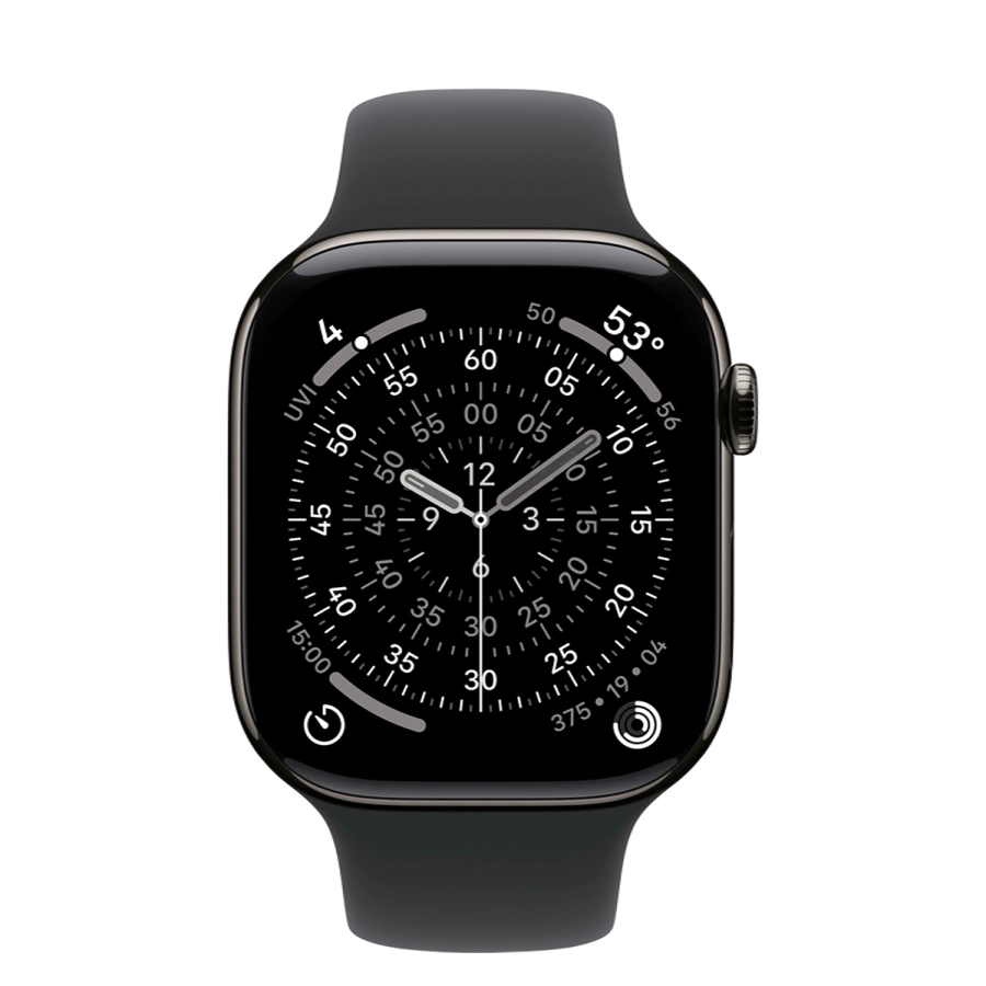 Apple Watch Series 11 GPS + Cellular 46mm Slate Titanium Case with Black Sport Band - XL (MFC14+MXM53)