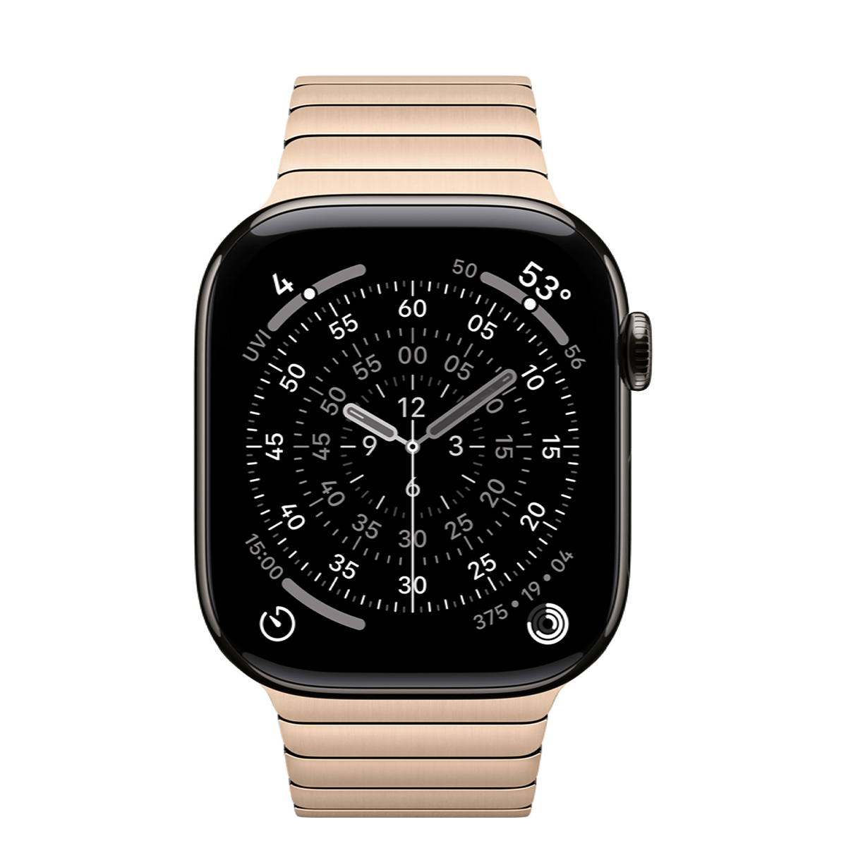 Apple Watch Series 11 GPS + Cellular 46mm Slate Titanium Case with Gold Link Bracelet (MFC14+MXMH3)
