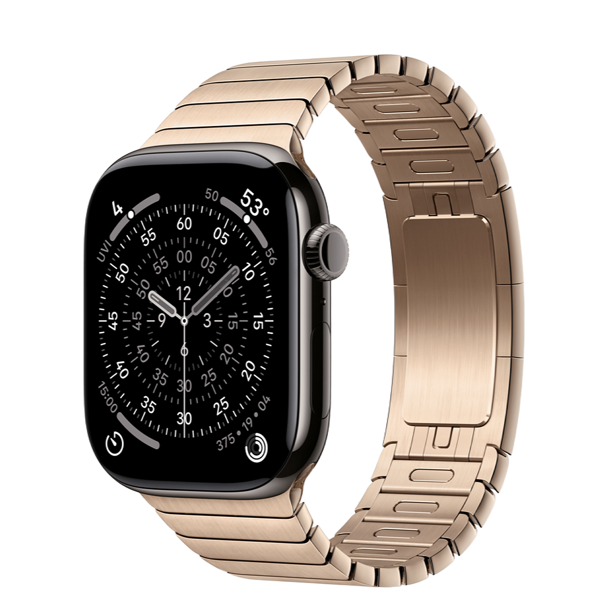 Apple Watch Series 11 GPS + Cellular 46mm Slate Titanium Case with Gold Link Bracelet (MFC14+MXMH3)