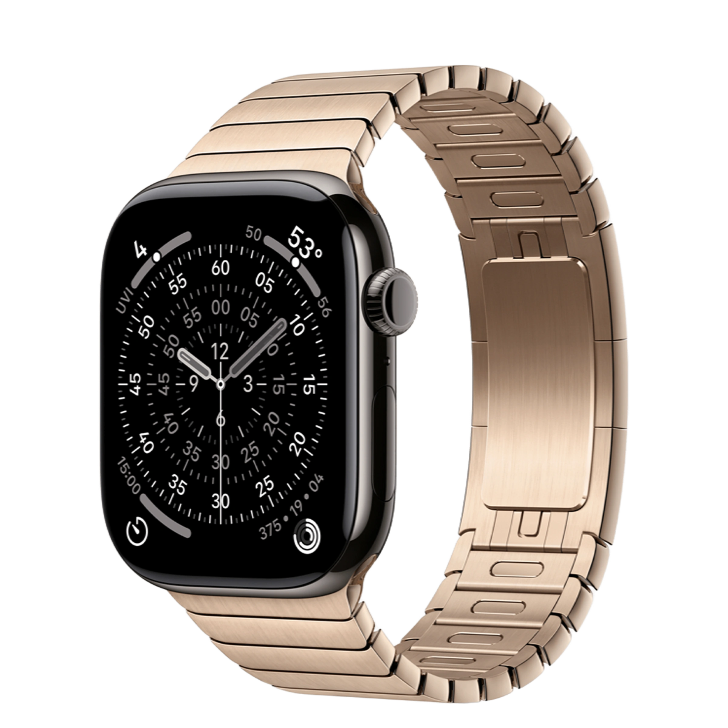Apple Watch Series 11 GPS + Cellular 46mm Slate Titanium Case with Gold Link Bracelet (MFC14+MXMH3)