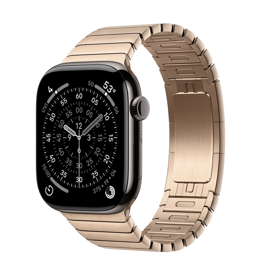 Apple Watch Series 11 GPS + Cellular 46mm Slate Titanium Case with Gold Link Bracelet (MFC14+MXMH3)