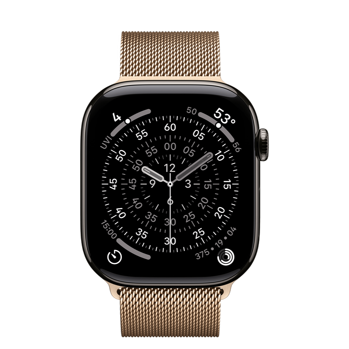 Apple Watch Series 11 GPS + Cellular 46mm Slate Titanium Case with Gold Milanese Loop - S/M (MFC14+MGJ44)