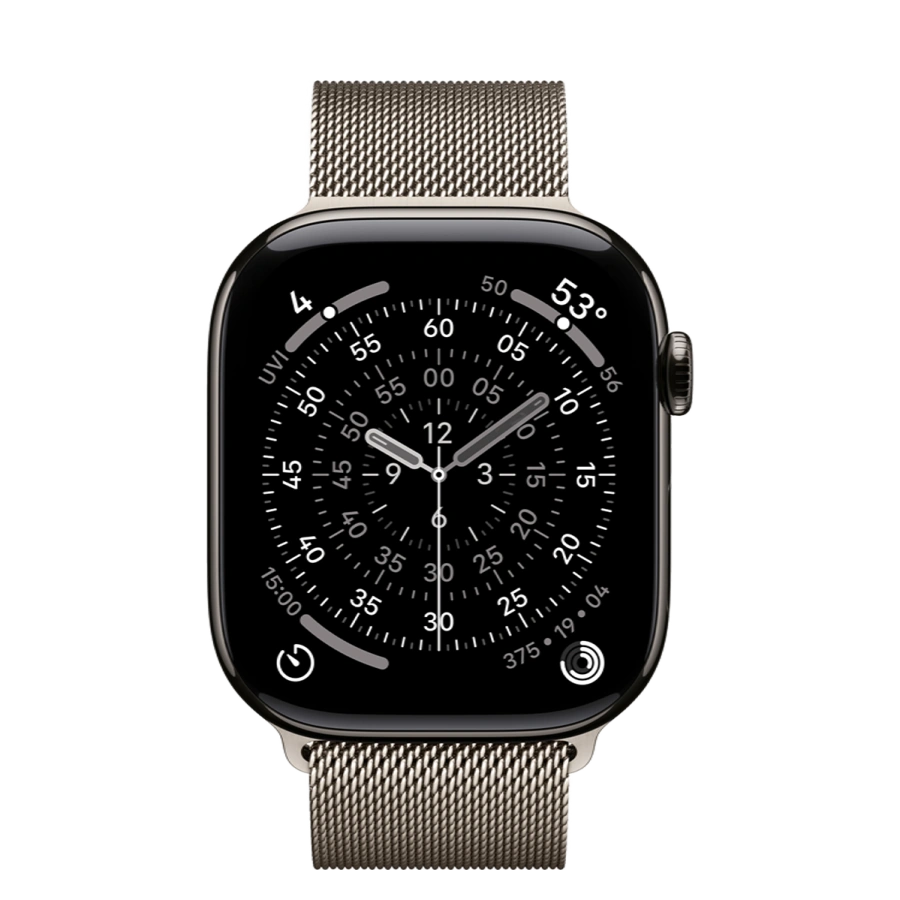 Apple Watch Series 11 GPS + Cellular 46mm Slate Titanium Case with Natural Milanese Loop - M/L (MFC14+MGJ34)