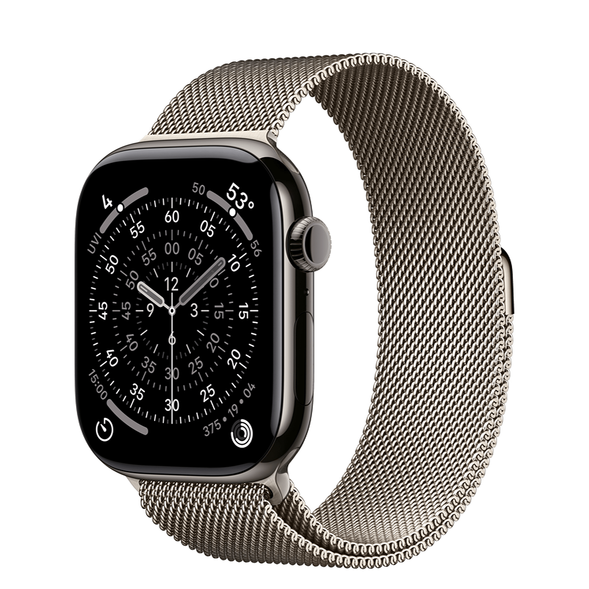 Apple Watch Series 11 GPS + Cellular 46mm Slate Titanium Case with Natural Milanese Loop - M/L (MFC14+MGJ34)