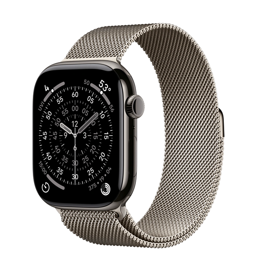 Apple Watch Series 11 GPS + Cellular 46mm Slate Titanium Case with Natural Milanese Loop - M/L (MFC14+MGJ34)