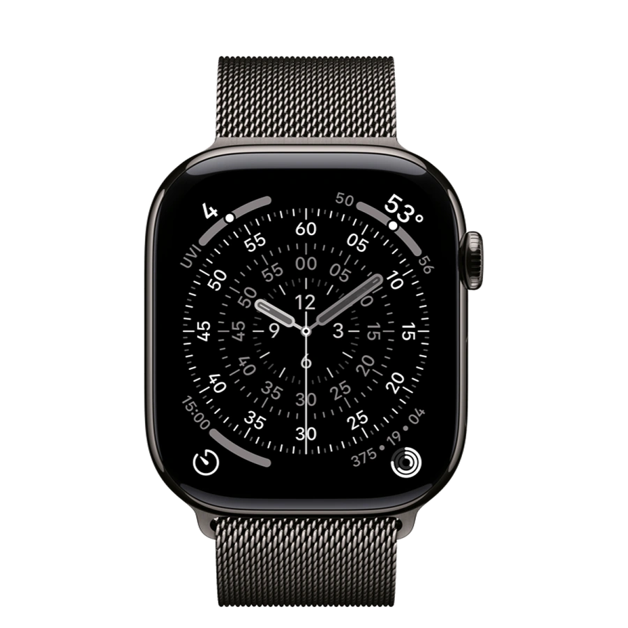Apple Watch Series 11 GPS + Cellular 46mm Slate Titanium Case with Slate Milanese Loop - S/M (MFD34)